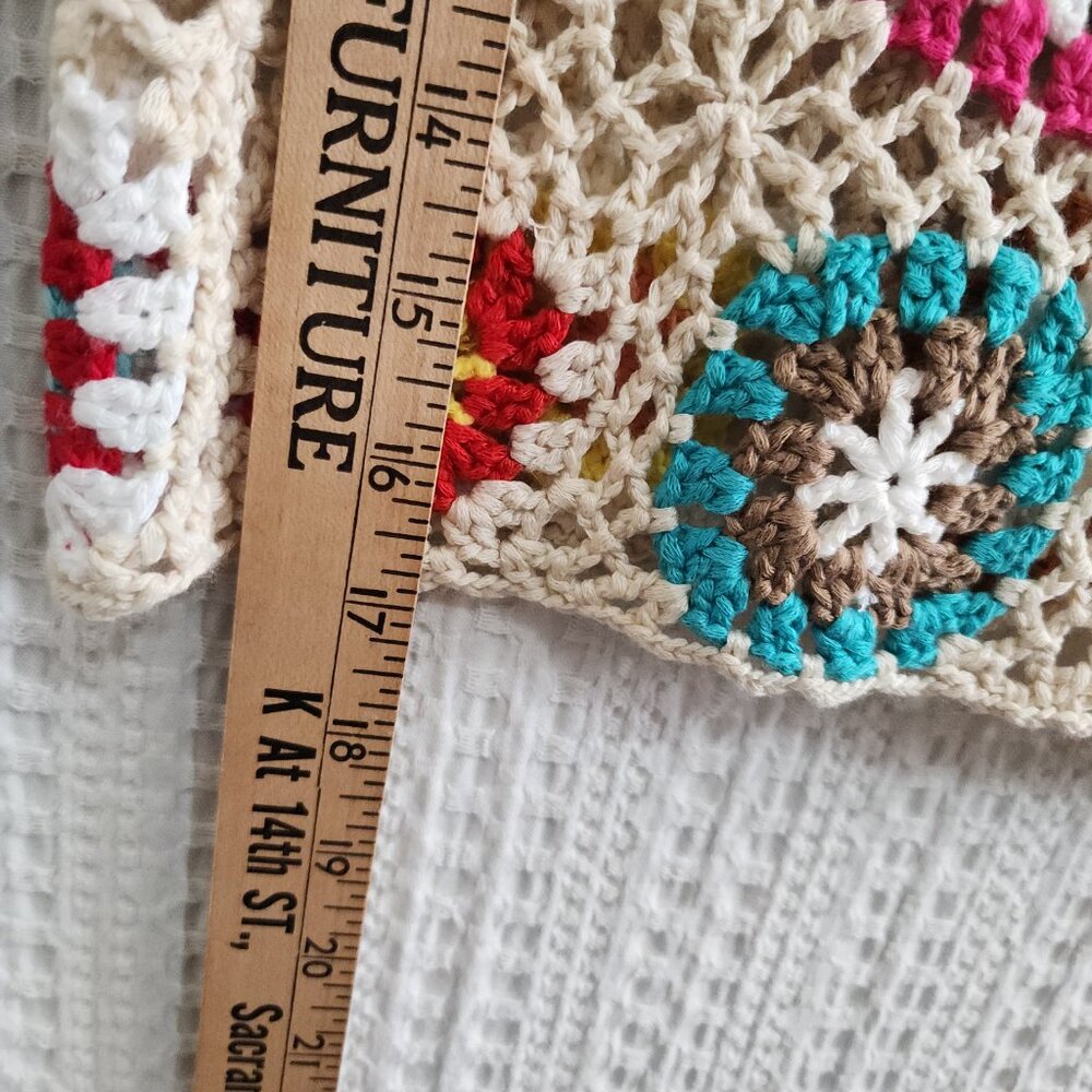 PacSun LA Hearts Crochet Granny Square Crop Tank Top Boho Festival One Size - Picture 12 of 12